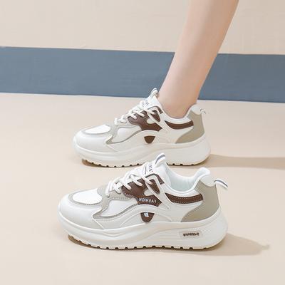 Ins Koreaans leer gezicht papa schoenen dames 2025 lente nieuw ademend student sportschoenen verhogend casual schoenen Q103-1