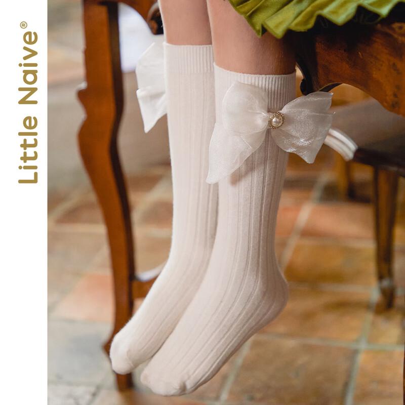 Little Naive Girls  Sweet Mesh Bow Mid-Calf Socks 10+ Years (17-18cm)