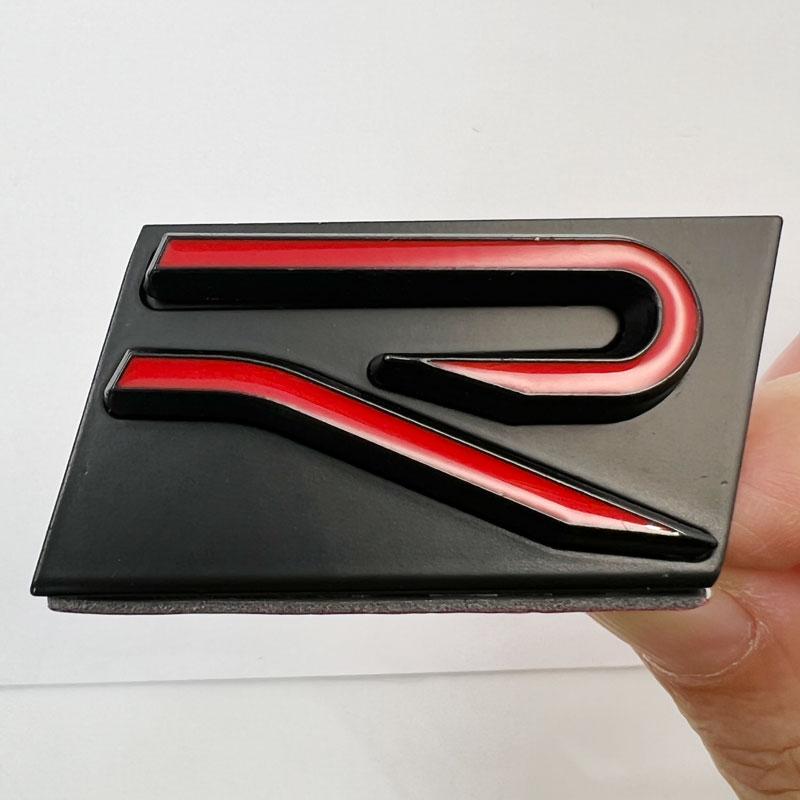 3D Metal R logo Emblem Front Grille Badge Tail Trunk Sticker Accessories For GTI Rline Polo Golf MK8 Touareg Passat Magotan CC
