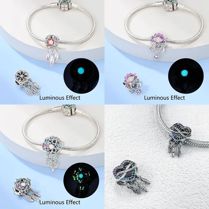 Copper Colors Butterfly Dreamcatcher Tassel Charms Pendant Feather Bead Fit Original Bracelet Diy Fine Jewelry Gift For Women