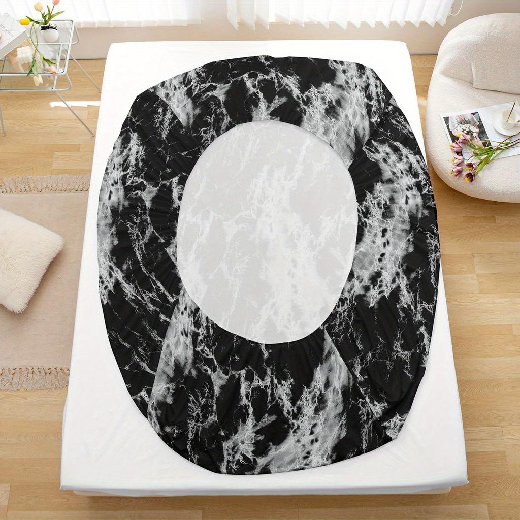 3-Piece Marble Print Fitted Sheet Set - Ultra Soft Breathable Microfiber Fabric Hypoallergenic Wrinkle-Resistant Easy Care -