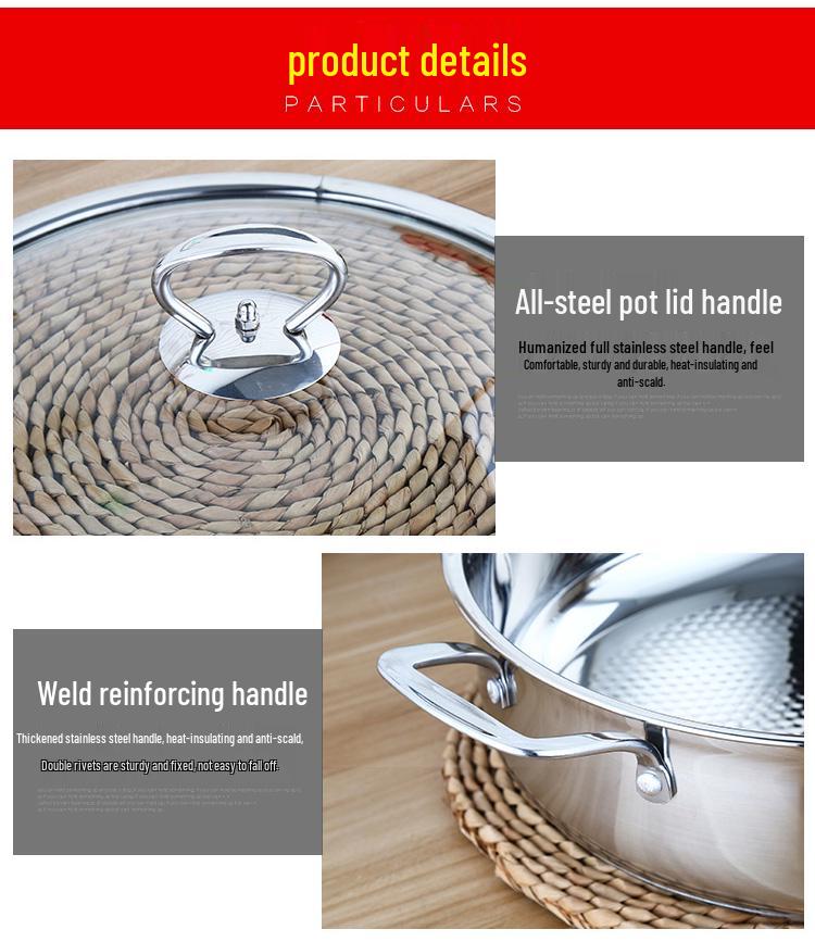 304 Stainless Steel Non-stick Stew Pot with Thickened Composite Bottom for Gas & Induction