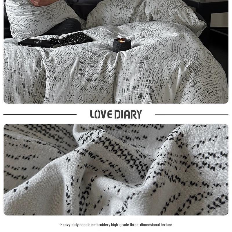 Lilang Embroidered Jacquard 4-Piece Bedding Set