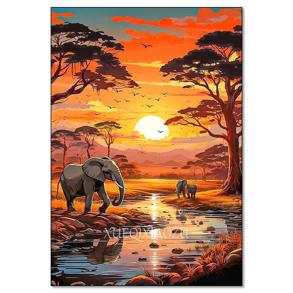 DIY Diamond Painting Kit Landscape Cactus Sailboat Sunset Full Diamond Mosaic Cross Stitch Gemstone Inlay Room Decoration Gift