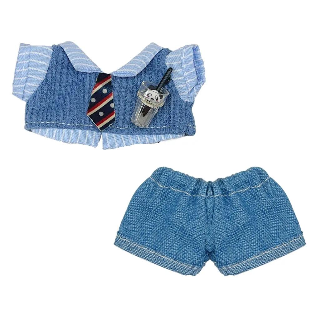1 set Sweater Vest 20cm Cotton Doll Clothes School Uniform Denim Shorts Cotton Doll's Clothes Fashion Outfit Plush Doll Clothes