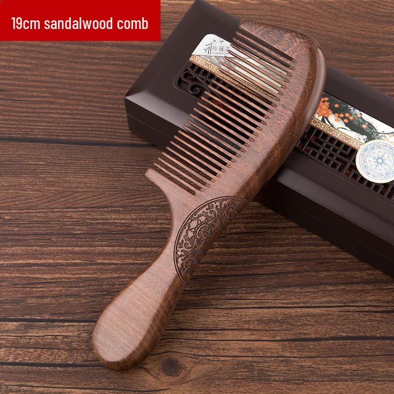 Large Anti-static Black Gold Sandalwood Comb with Free Logo Gift 19*5.5cm