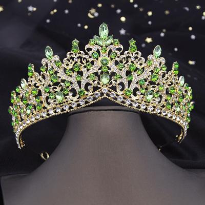 11 Χρώματα για U Πανέμορφη Μπαρόκ Πράσινη TiaraS Στέμμα για Νυφικό Γάμο Κάλυμμα χορού χορού Diadem Hair Κοσμήματα για κορίτσια Δώρο γενεθλίων