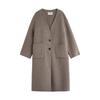 Chuyu Women's V-Neck Wool Blend Mid-Length Cardigan Coat