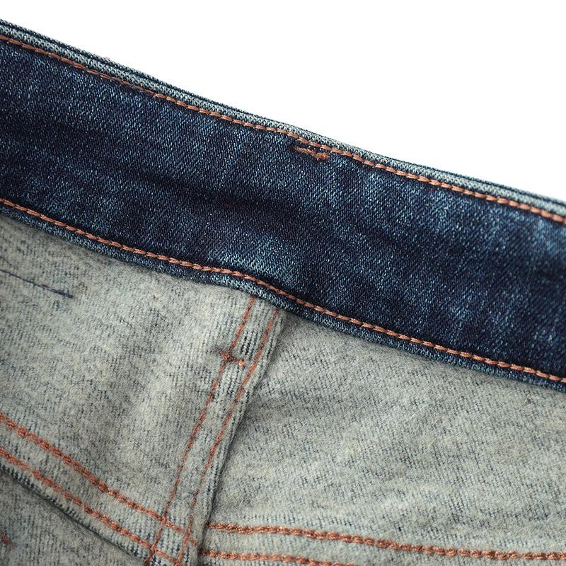 Nanyou Embroidered Velvet Cuff Slim Straight Jeans - Women's Winter Style