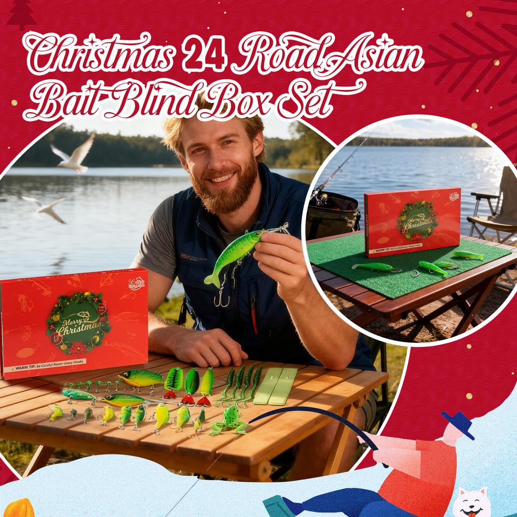 Merry Christmas Advent Calendar Fishing Christmas Countdown, Fishing Tackle Advent Calendar For Fish Adult Men Teen Boys 24-Day Countdown 24pcs