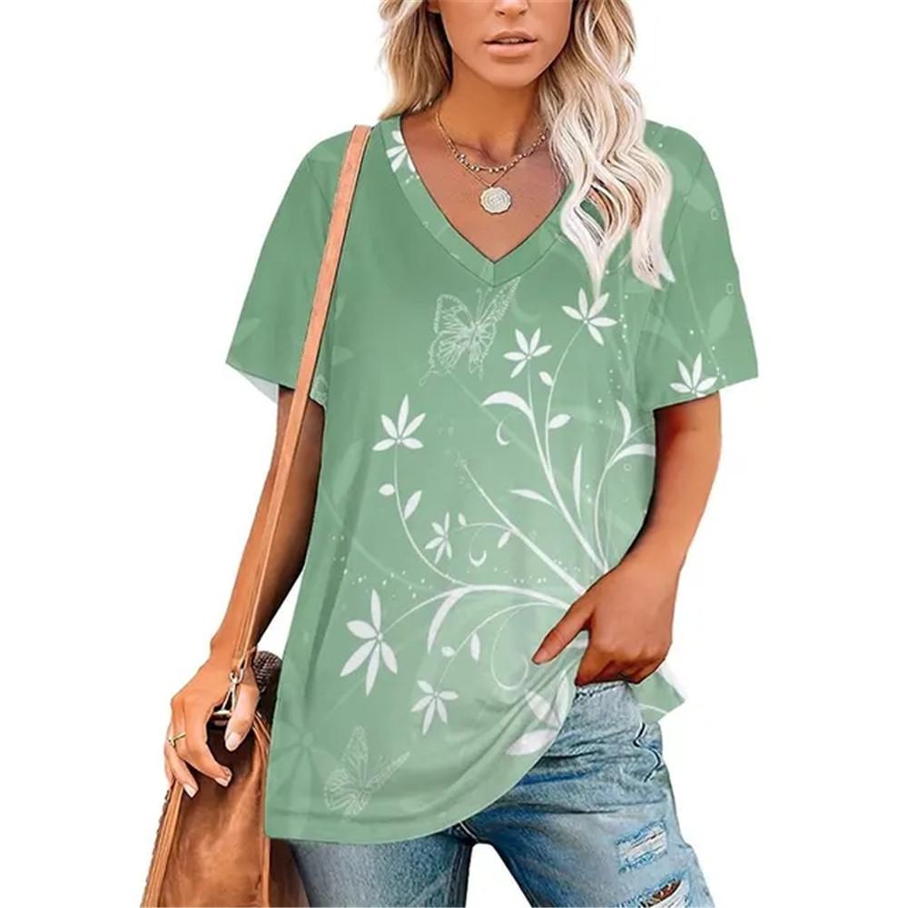 Σέξι Πουλόβερ με Λαιμόκοψη V Ευέλικτο T-Shirt Γυναικείο Μπλουζάκια με Ντεγκραντέ Εκτύπωση Ρούχα Unisex Vintage Streetwear Καθημερινό Στυλ Μόδα Streetwear