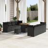 11-Piece Garden Sofa Set with Black Poly Rattan Acacia Cushions, 3-Piece Garden Dining Set 3363404