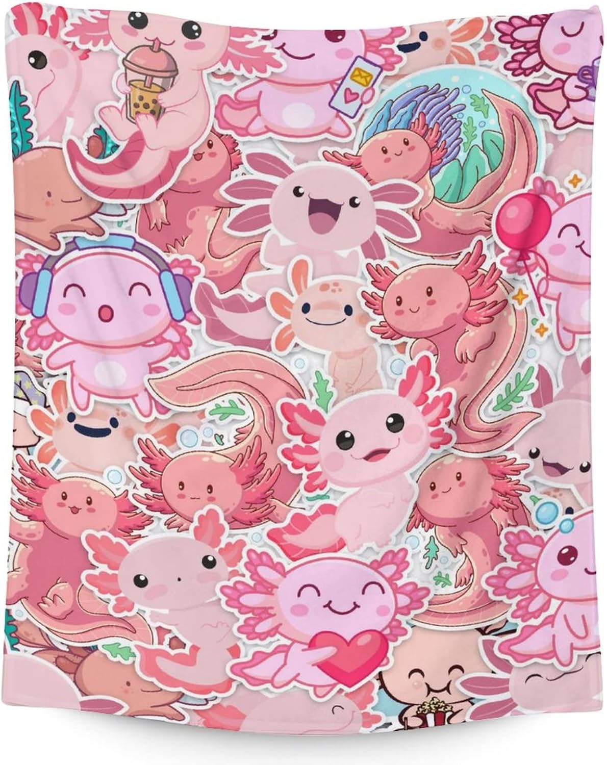 

Axolotl Blanket Gifts 40x50 Inch Cute Throw Blanket for Adults Kids Pink Soft Plush Throws for Bed Couch Travel 75x90cm