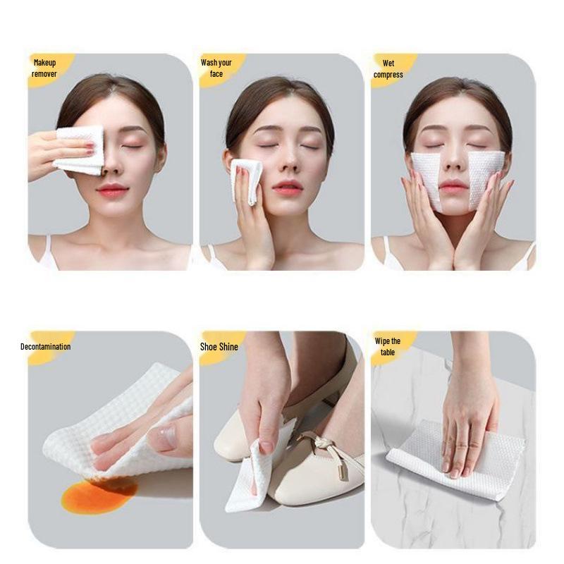 Hanging Disposable Cotton Face Towels - Soft, Pull-Type, for Facial Cleansing Default size