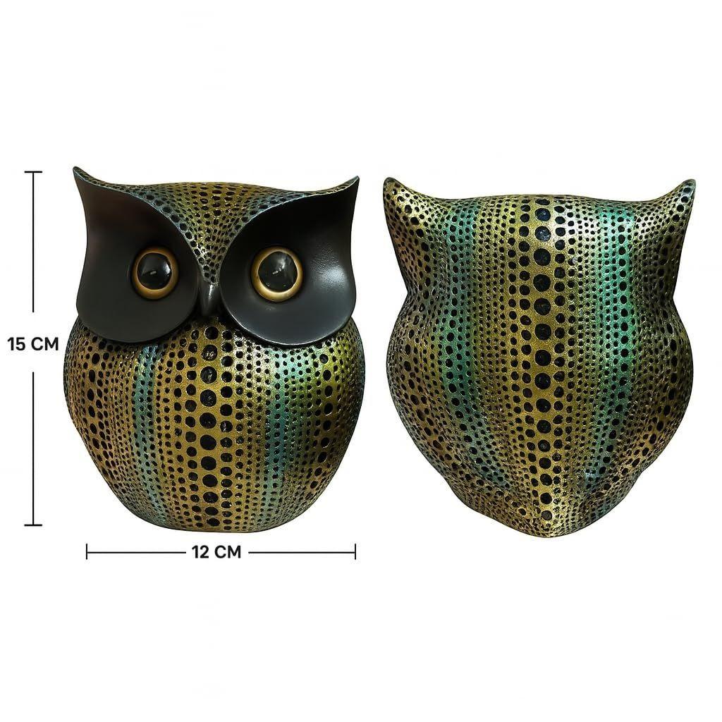 Modern Classy Lucky Owl Resin Art Figure Showpiece -(Pack of 1,Multicolor)