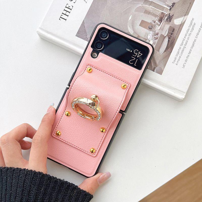 

Applicable To Samsung Zflip4 Mobile Phone Case F7110 Folding Screen W24flip Bracket Leather Flip5 High-end Hard Case Samsung Z Flip 1/2/F7070