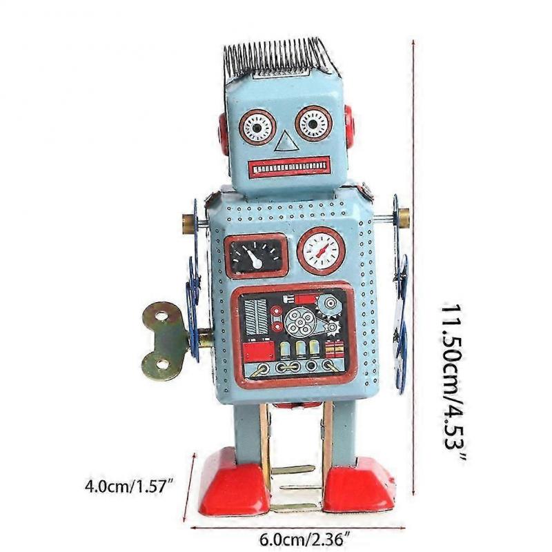 Vintage Mechanical Clockwork Wind Up Walking Robot Tin Toy Kids Gift Collection