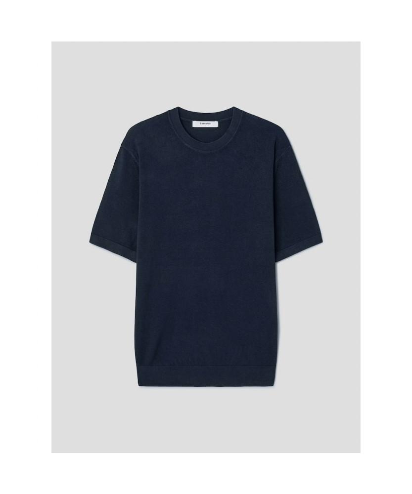 8SECONDS Basic Formal Round Short Sleeve Knit Navy