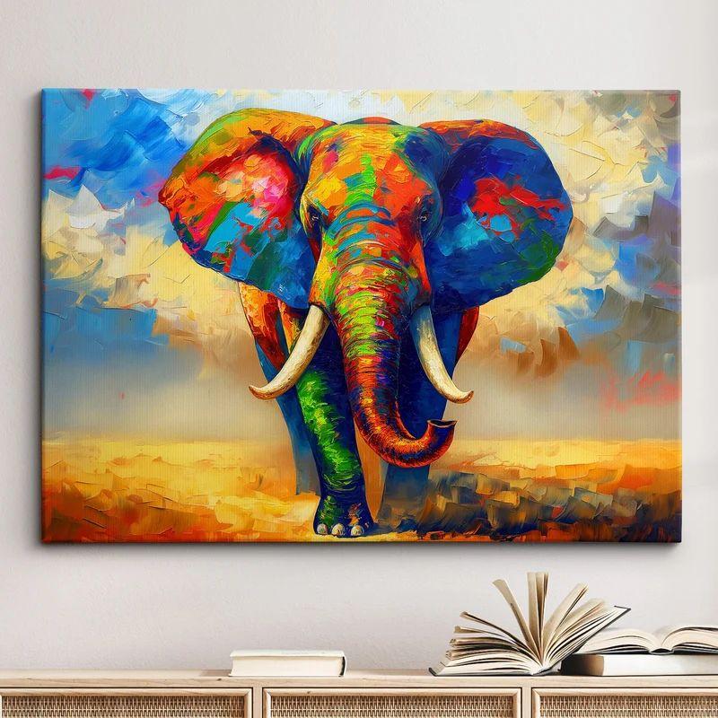 Tapestry abstract oil painting of an elephant 75x100 чёрный