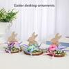 Holz Osterhase Skulptur Tierfigur Ornament Frühling Heimdekoration Für Kaminsims Bücherregal Tischplatte Display