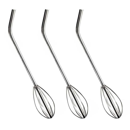 2-in-1 Stainless Steel Straw And Blender Flexible Reusable Whisk Straw for DIY Creative Shapes Kitchen Essential for Coffee Shops Restaurants