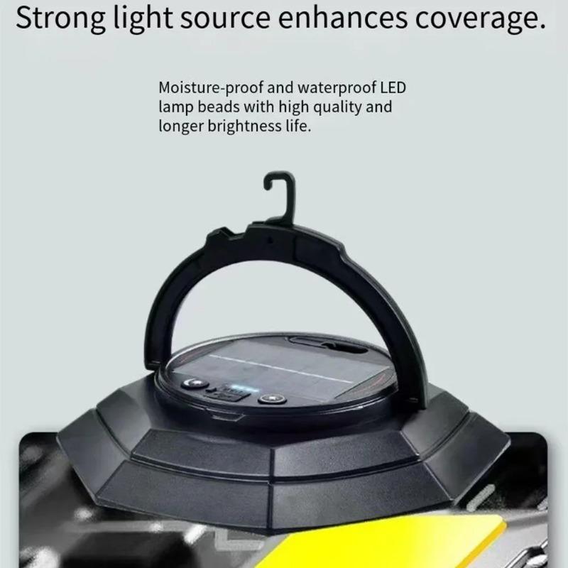 Solar Camping Lantern Rechargeable LED Light 4000mAh USB Portable Outdoor Emergency Light for Night Use Power Outage Survival