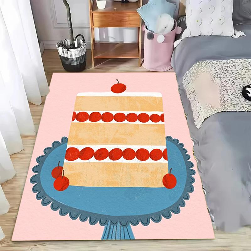 

Cute Cake Pattern Carpet Mat Rug Soft Pink Square Floor Mat Bedroom Living Room Home Decoration Area Rug Kids Room Nursery 40x60cm