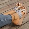 2024 Summer Women's Shoes High Quality Large Size Fashionable Women's Beach Shoes High Heels Rhinestone Decorated Slippers