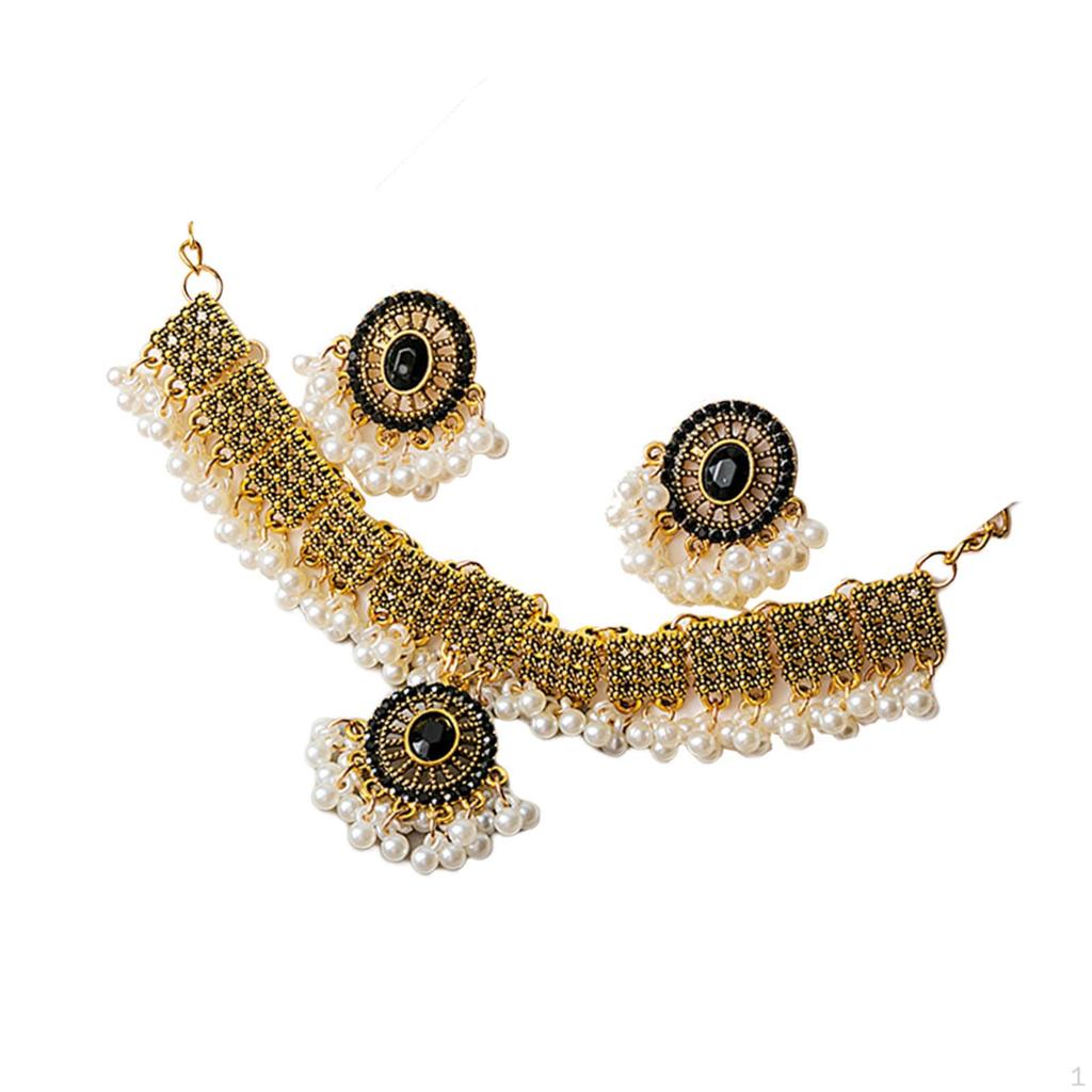 Halskette Ohrring Set Trendiger Statement Anhänger Schmuck für Bräute Mädchen