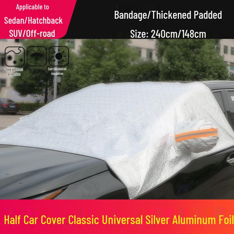 Magnetic Car Windshield Snow & Sun Cover: Dustproof, Heat-Insulating Half Sunshade