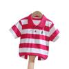 Kids' Korean Striped Cotton Polo Shirt: Short-Sleeved T-Shirt for Boys, Sizes 0-16, Summer Children's Clothing
