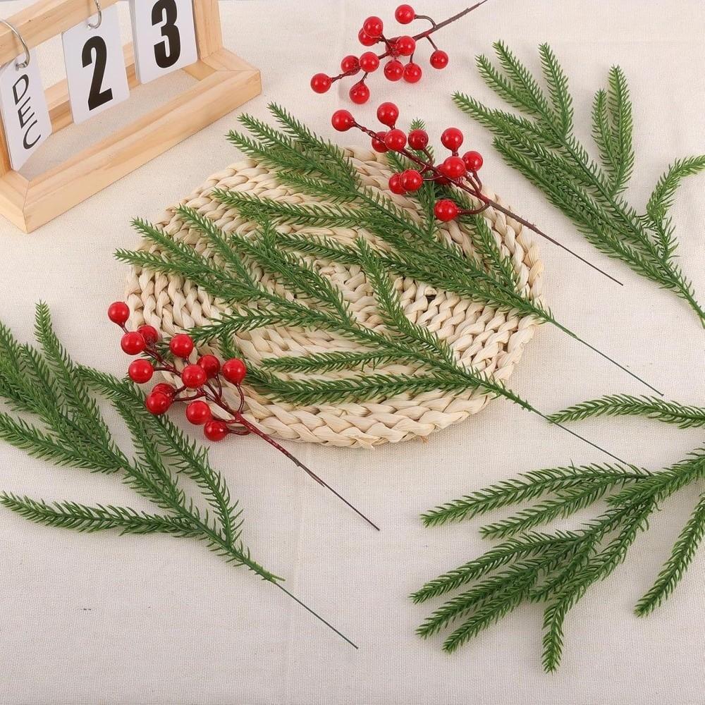 12pcs Plastic Plant Artificial Pine Branches Flower Arrangement Accessories  Home Decoration