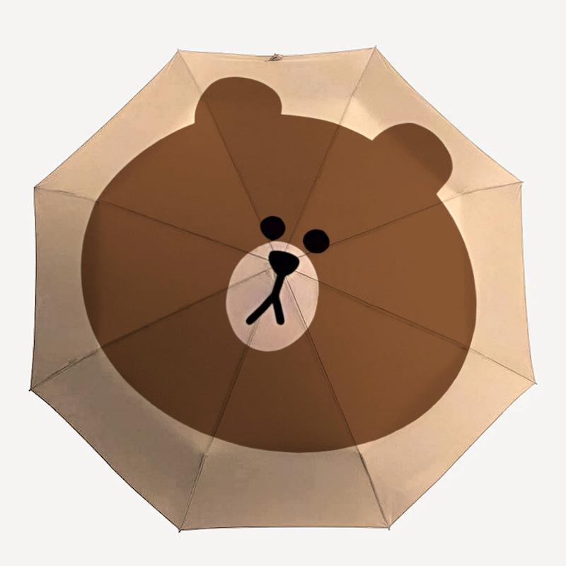 

1pc Brown Bear Line Automatic Folding Umbrella with 8-Rib Compact & Lightweight Design, Self-Opening/ Closing,099