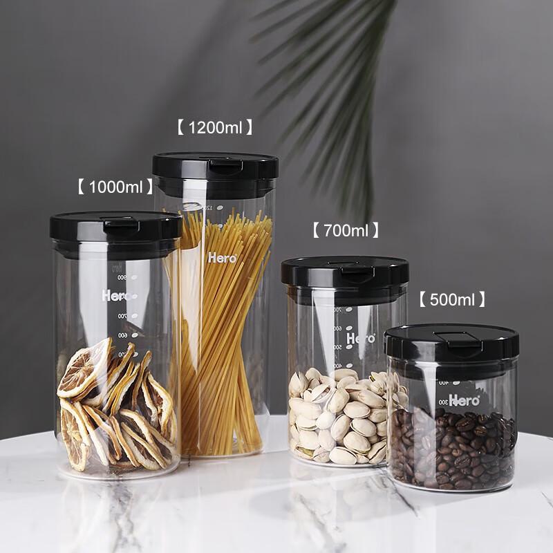 Hero 1000ml Heat-Resistant Glass Storage Jar with One-Way Valve