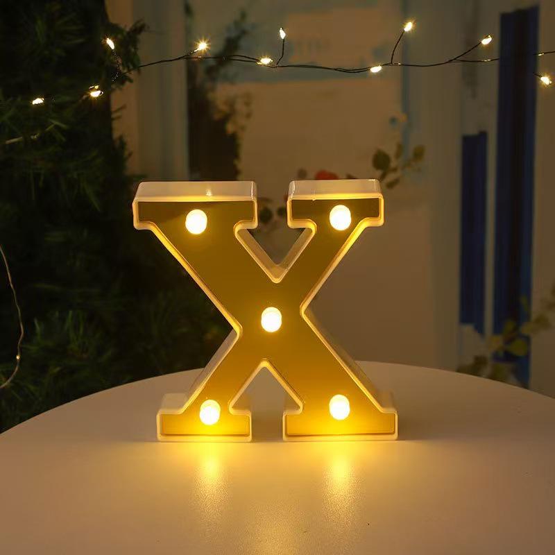 Gold LED Mirror Letter Lights - Romantic Birthday and Festive Décor