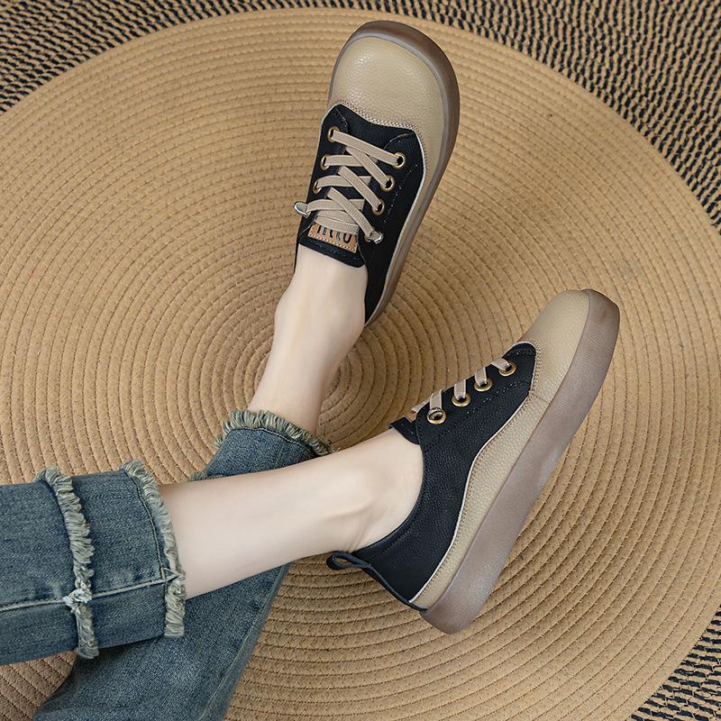 Fashion GKTINOO Women Sneakers 2025 Spring New Genuine Leather Loafers Women Casual Lace-up Women's Nurse Shoes Big Size