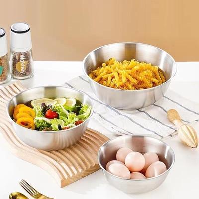 Stainless Steel Silver Salad Bowl Rice Noodles Lamian Noodles Bowl Kitchen Tableware Food Container