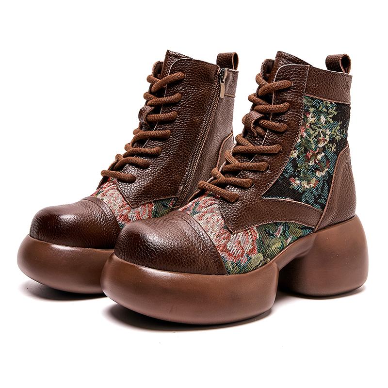 Fashion GKTINOO 2025 British Natural Cow Genuine Leather Ladies Ankle Booties Platform Women Shoes Autumn Spring Thick Soled Short Boots