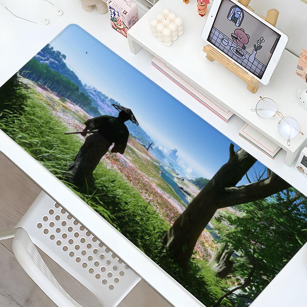 Ghost Of Tsushima Mouse Pad Gaming Locking Edge Big Computer Gamer Large Rubber Art Mousepad Desk Decor Laptop Desk Mat
