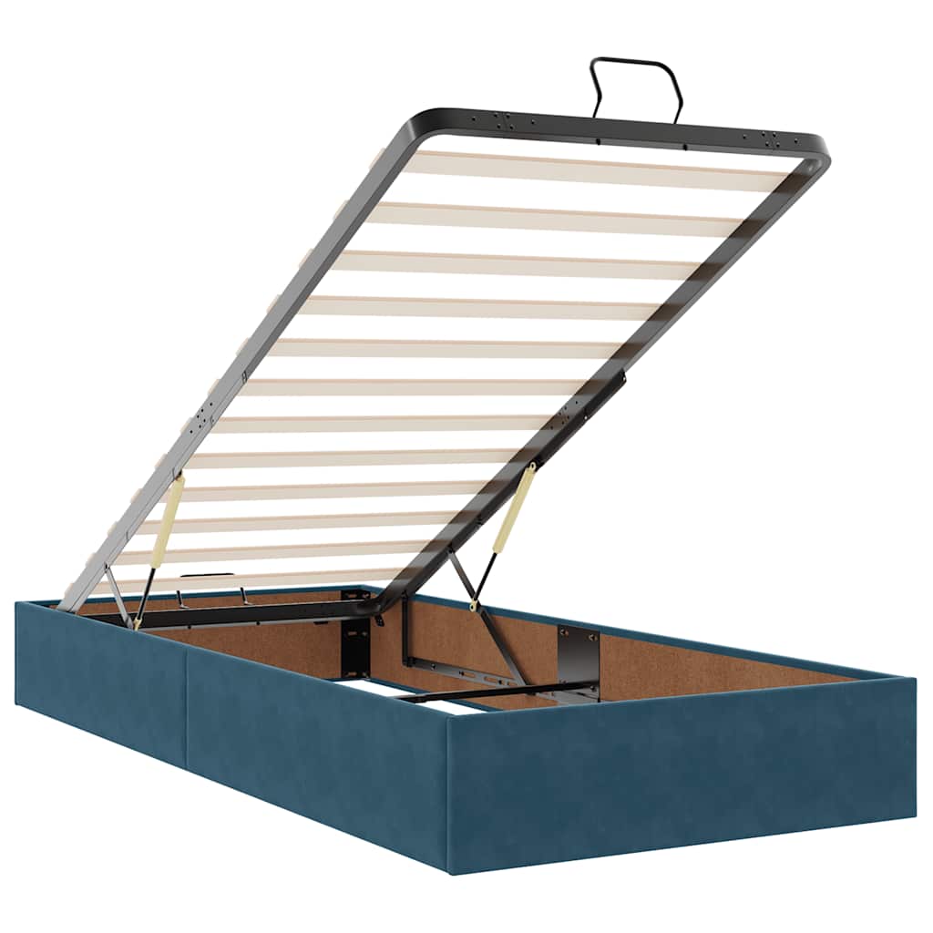 Ottoman Bed with Mattress Dark Blue 90x190 Cm Velvet