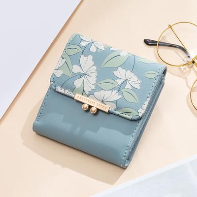 Bolsos de Moda Lindos para Mujer Más Recientes Cartera Corta con Estampado de Flores Billetera para Monedas Femenina Plegable en Dos Clutch Carteras Multifunción