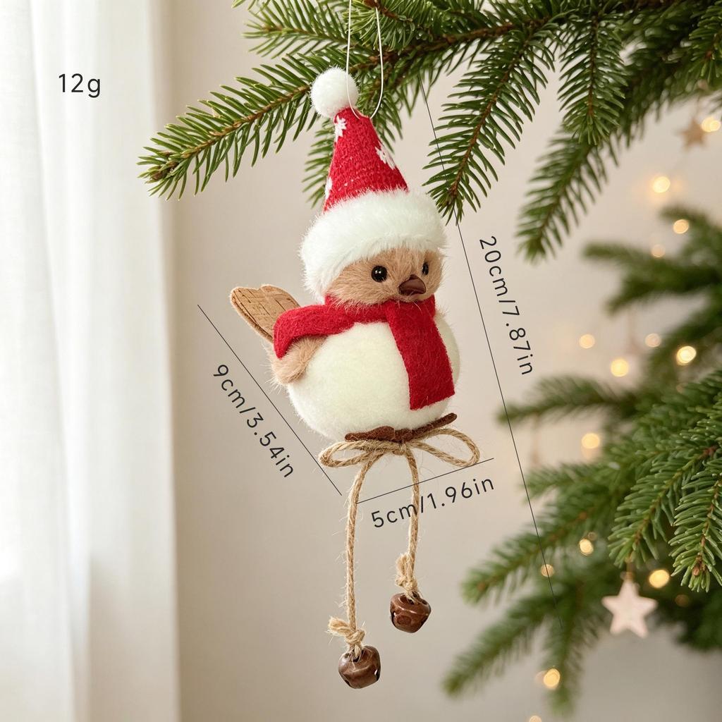 Nordic Christmas Bird Ornaments with Bells for Tree Decorations and Gifts