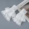 Sweet Floral Stretch Wrist Lace Horn Cuffs Detachable Shirt Fake Sleeves Wristband False Cuffs White