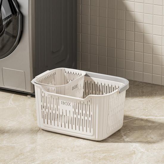 Kosz na pranie Oddychający kosz do przechowywania z siatki z uchwytem Kosz na brudne ubrania z wbudowanym koszem na bieliznę na ubrania, zabawki, łazienkę, pralnię