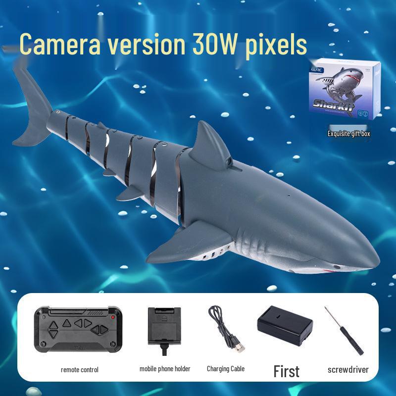2.4G Remote Control Shark Toy - Water Spraying, Photo Taking, Electric Swing Fish Model for Boys
