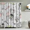 Floral Pattern Sewing Machine Cartoon Shower Curtain for Bathroom Decor White Pink Green Black Modern Kids Bath Mat Set 180x245c