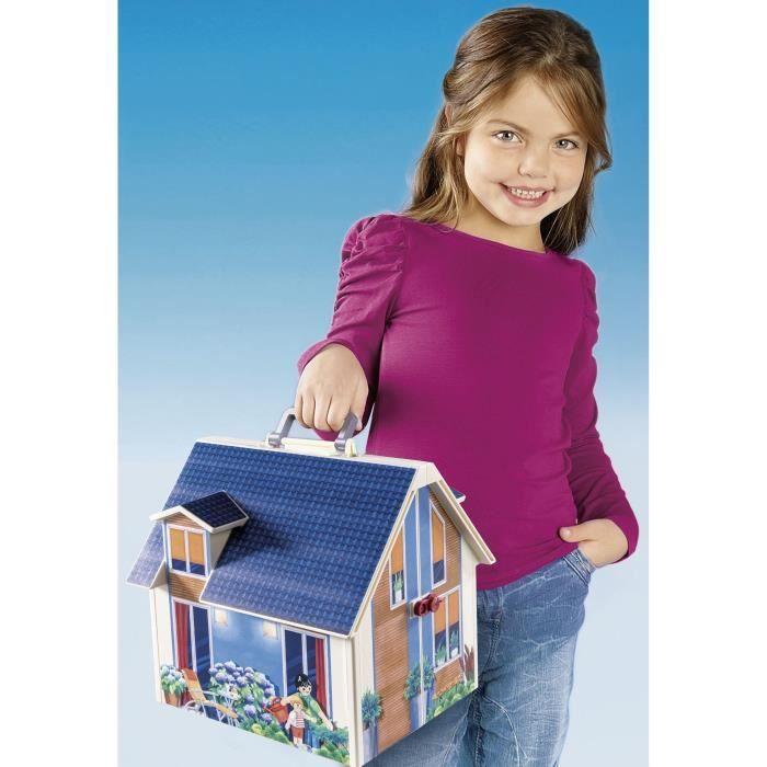 PLAYMOBIL 70985 Modrý přenosný dům, 3 postavičky, Včetně příslušenství, 70985, Domeček pro panenky, Tradiční dům