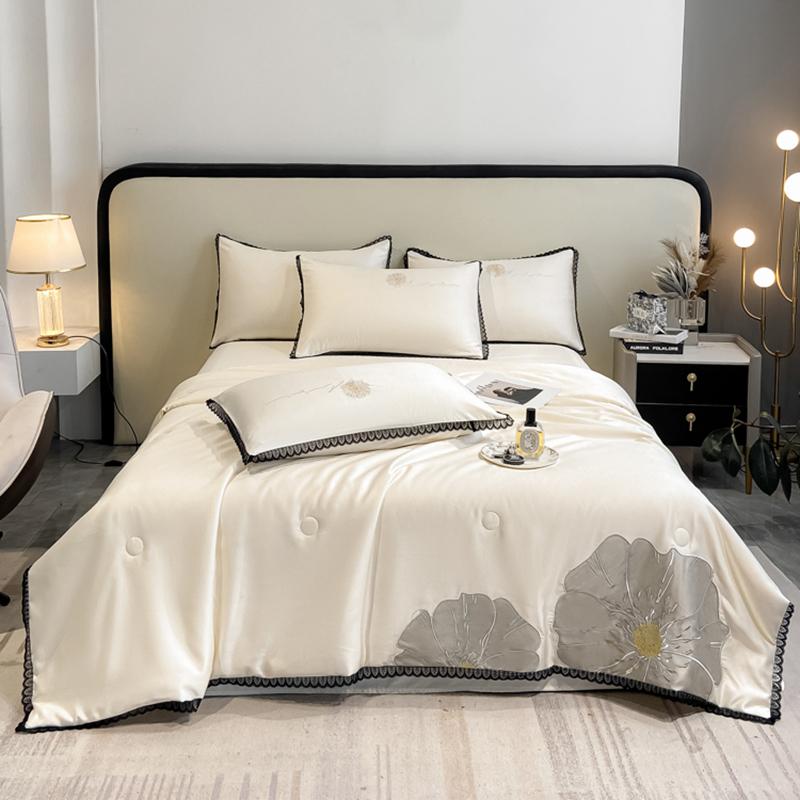 

Новый комплект одеял с цветочной вышивкой на весну и лето, высококачественное дышащее охлаждающее одеяло, комплект 4/3/1 шт., комплект дышащих летних одеял 200x230cm 3 pcs set