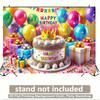 2D Happy Birthday Backdrop Colorful Cake Balloon Photography Background