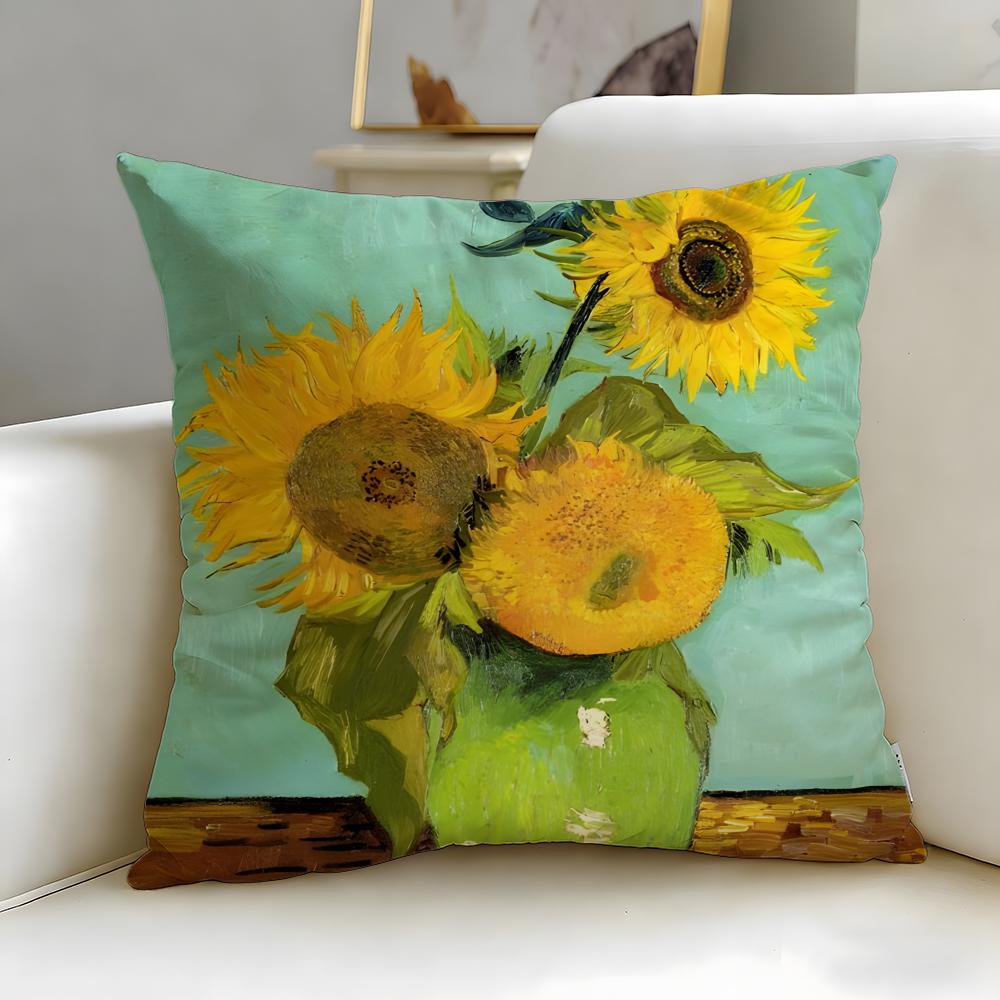 כיסוי כרית קלאסי של האמן וינסנט ואן גוך – רך וקל לכביסה – רב-שימושי לספה, למיטה, לנסיעות ולמשרד